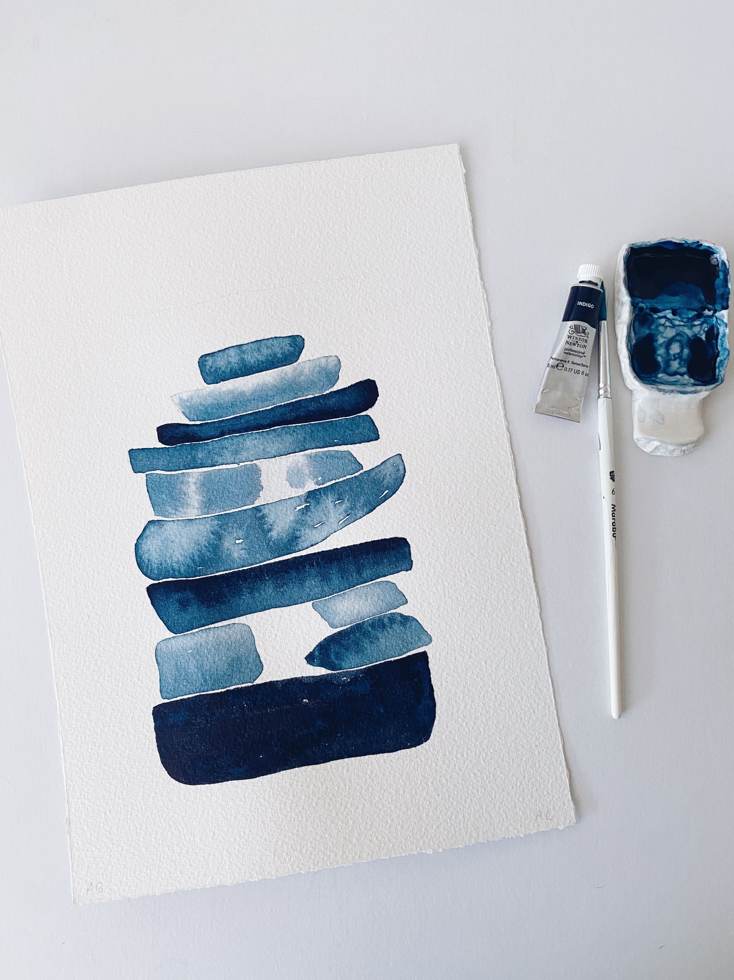A4 Original - Zen Stones High Grain 3 - Pictură în acuarelă