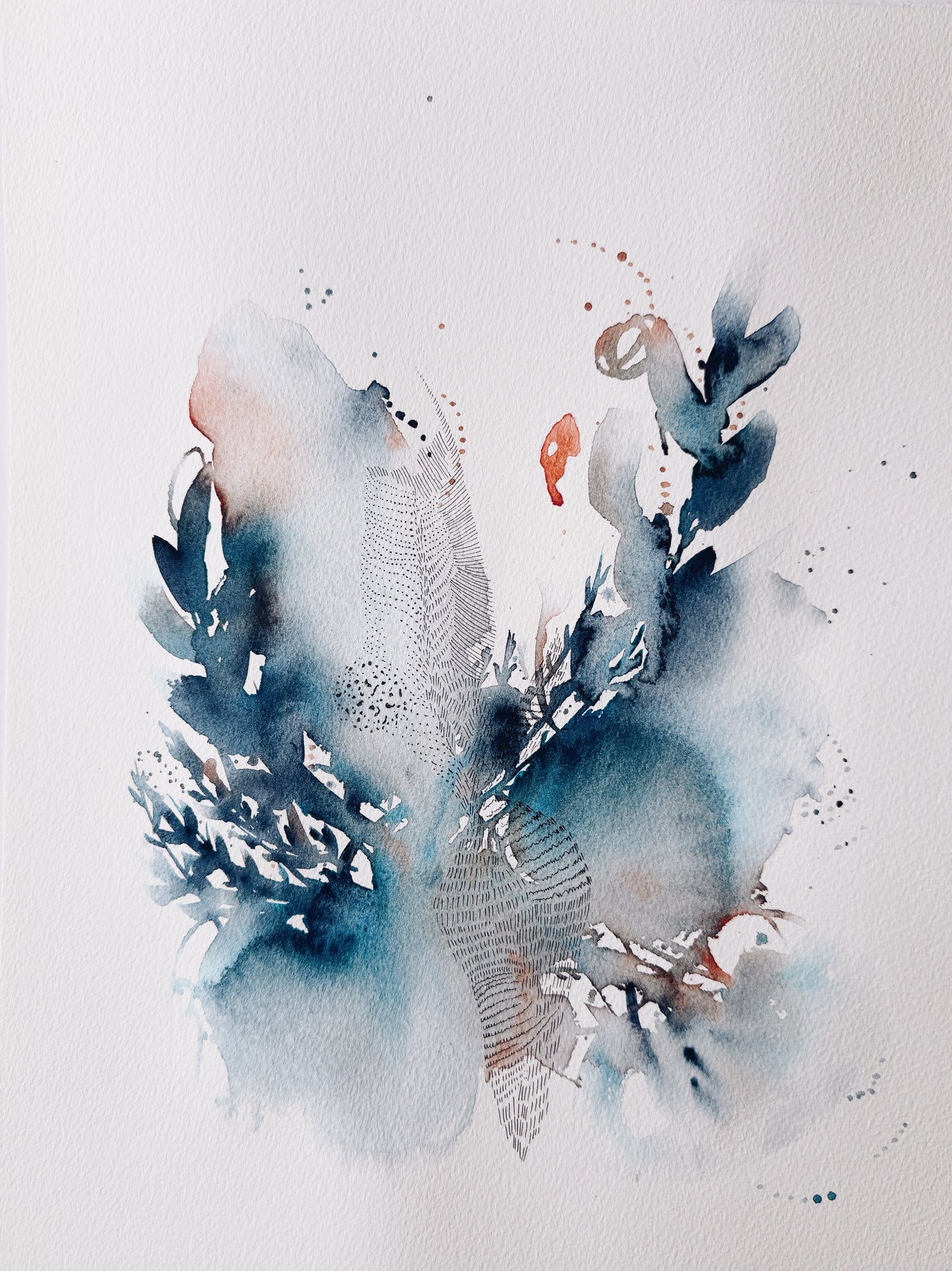 30x40 Original - Colectia Indigo Breathings 2 - Pictura în acuarela