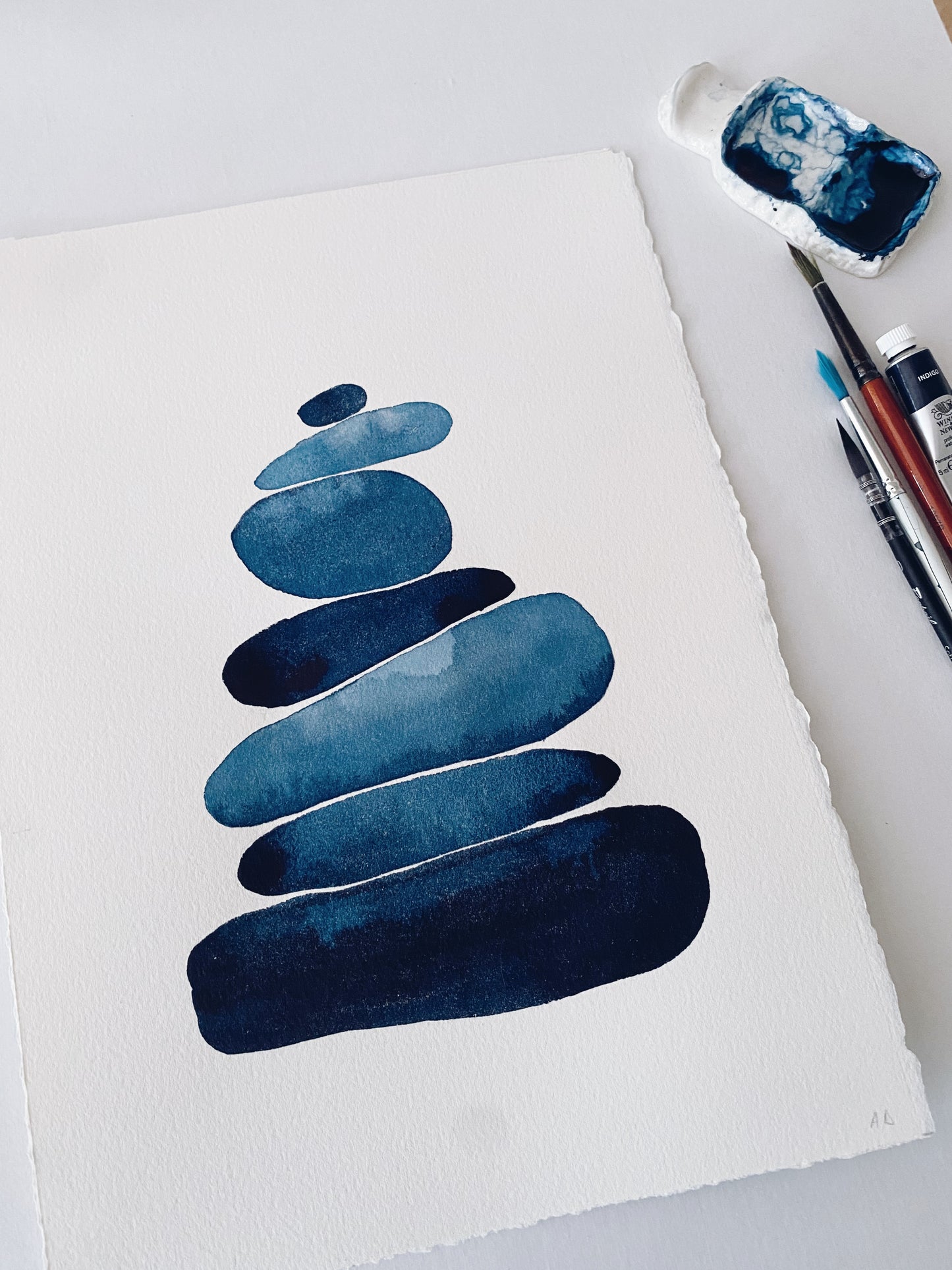 A4 Original - Colectia Zen Stones  - Cold Pressed 3 - Pictura in acuarela 