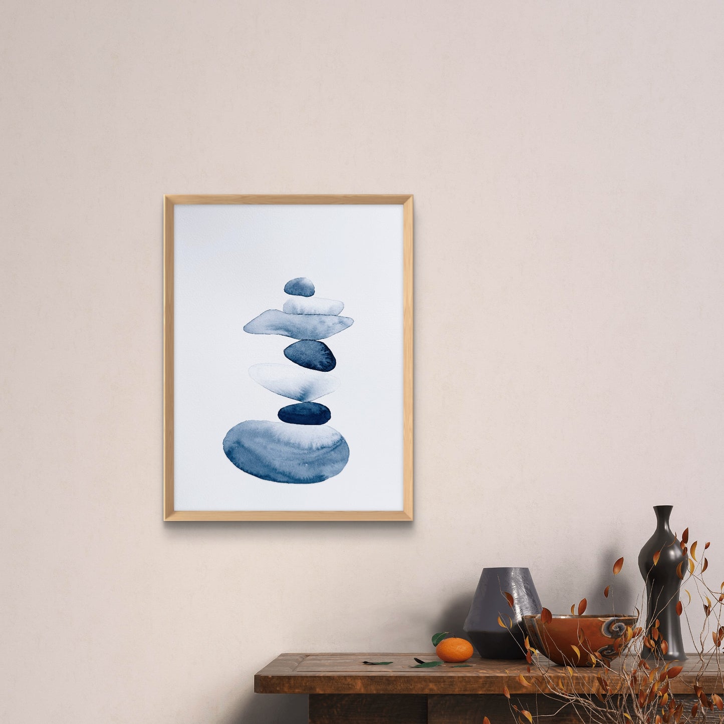 A4 Original - Zen Stones Collection - Fine Grain 3 - Pictura in acuarela