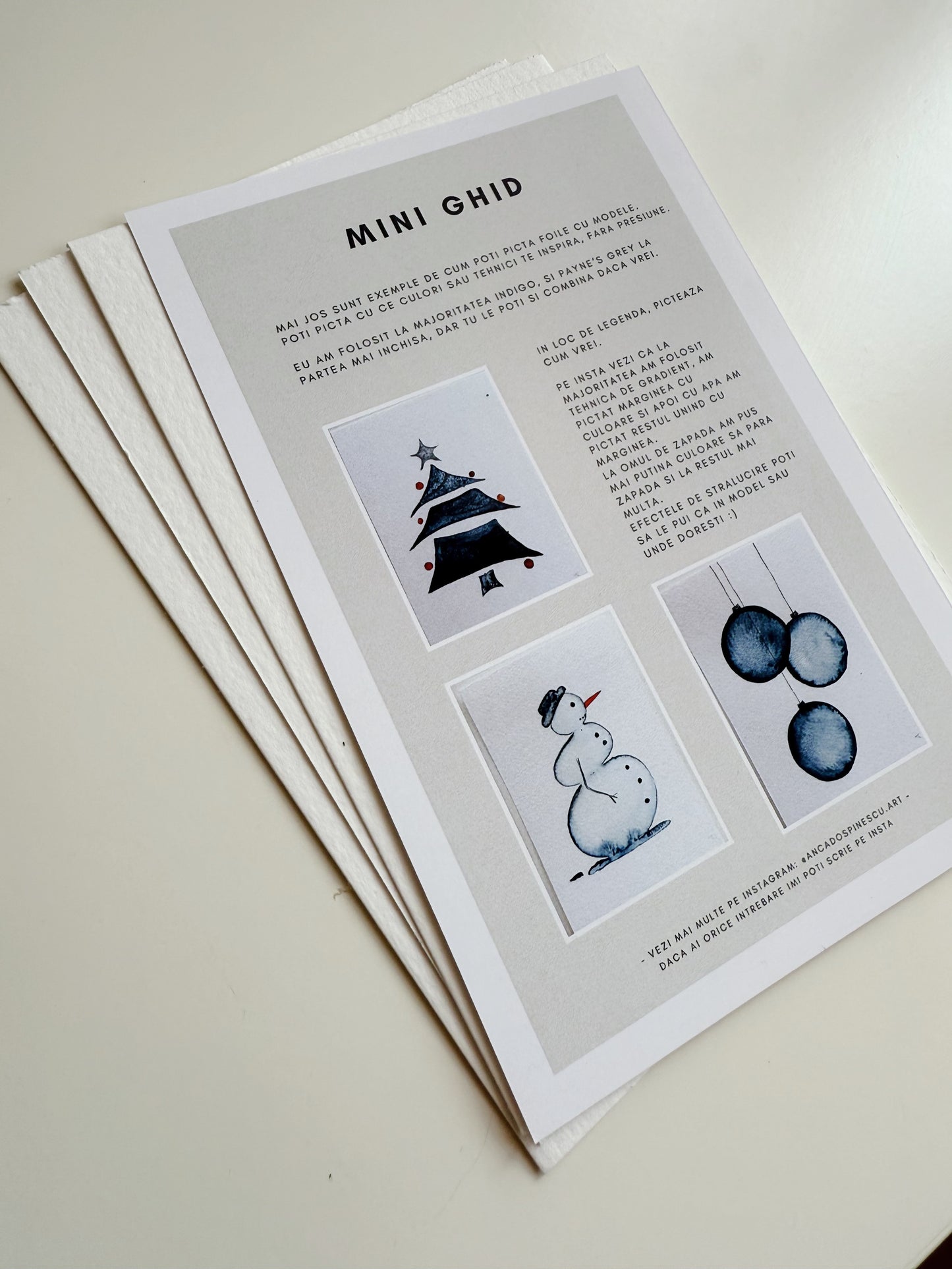 Set pictura 3 Cadouri de Craciun - Pictura pe numere in acuarela  - Handmade - Materiale profesionale + plicuri pentru cadou