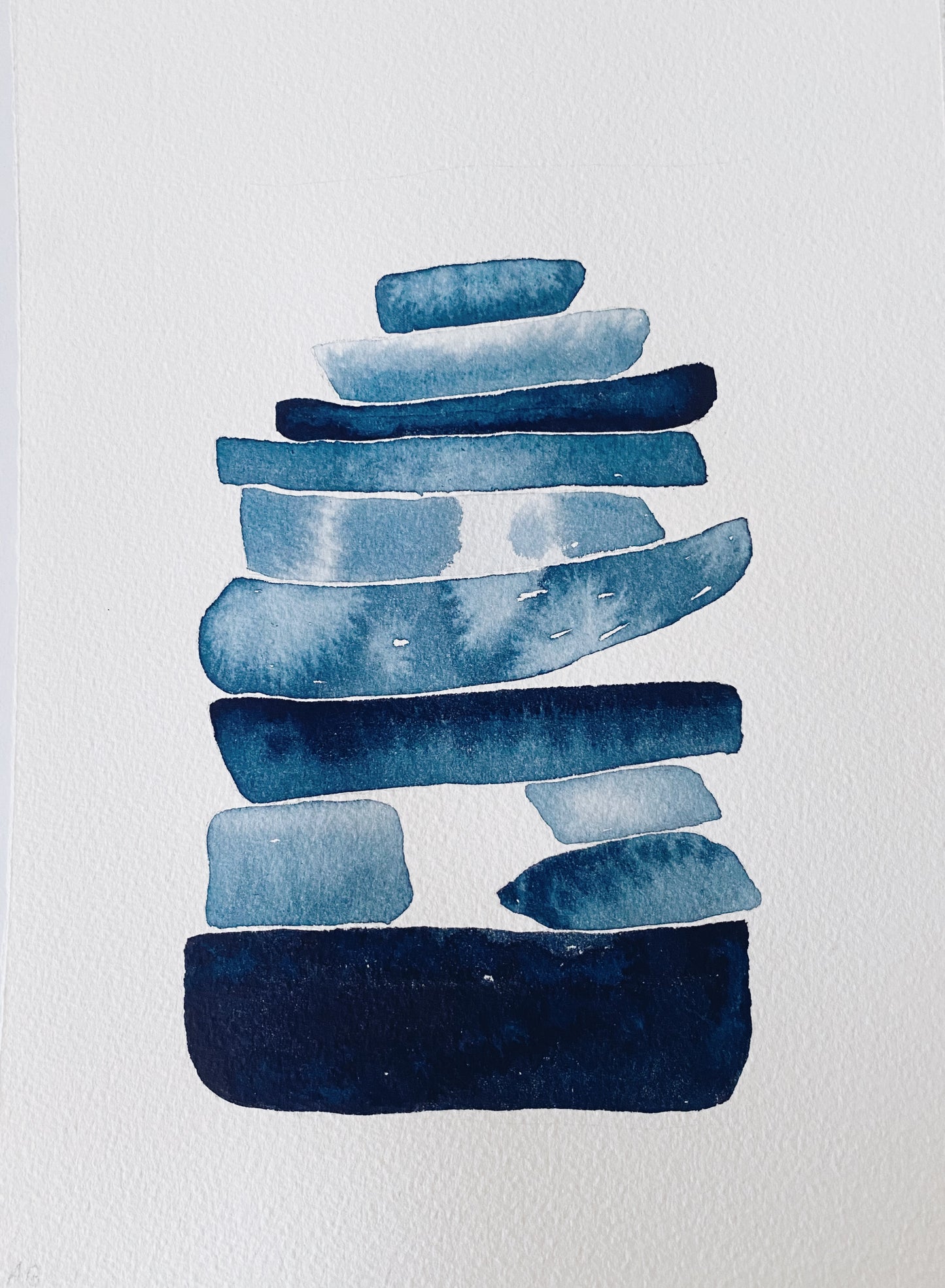 A4 Original - Zen Stones High Grain 3 - Pictură în acuarelă