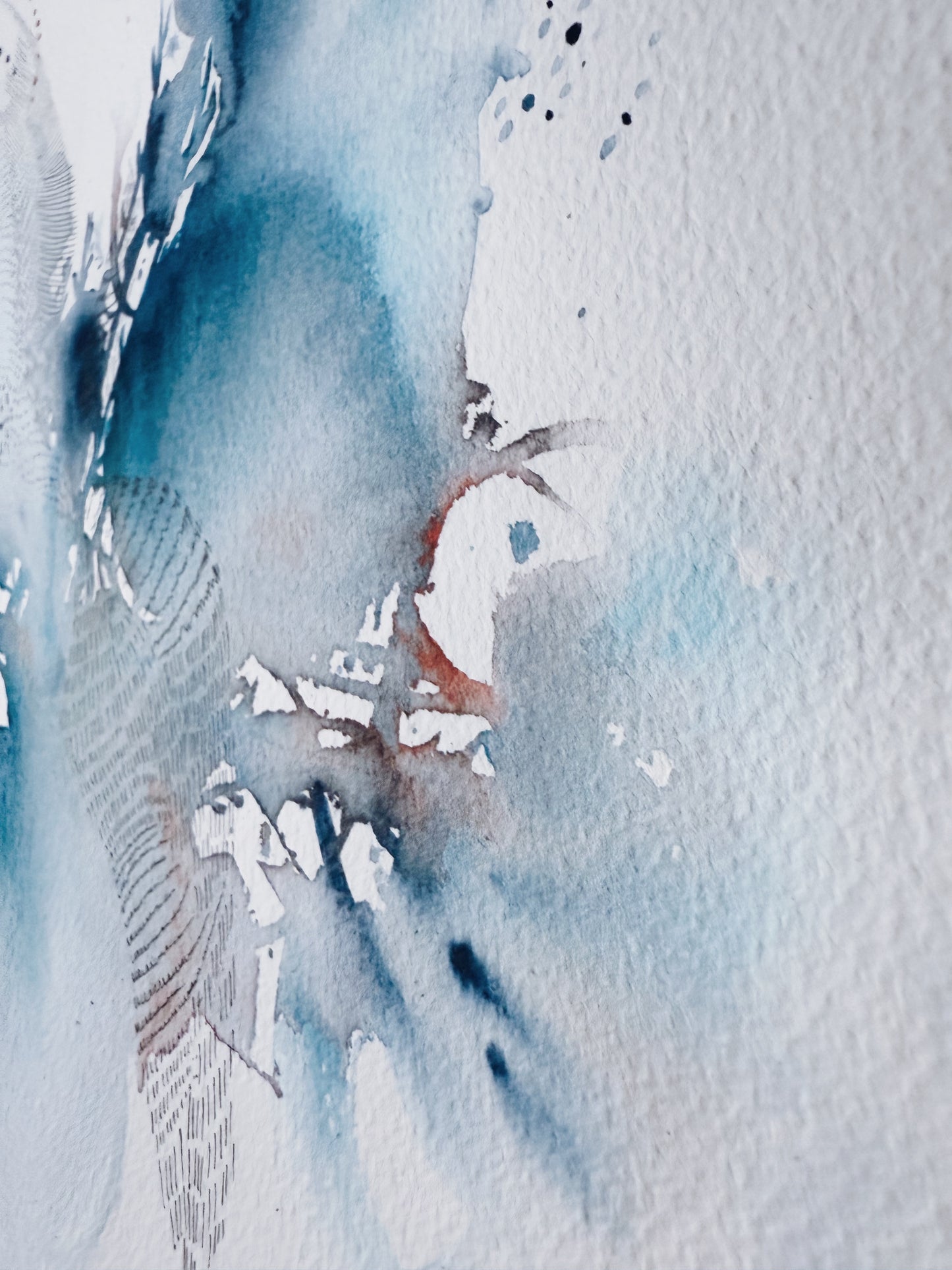 30x40 Original - Colectia Indigo Breathings 2 - Pictura în acuarela