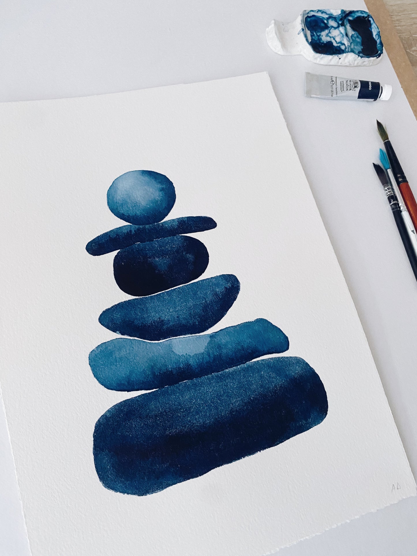 A4 Original - Colectia Zen Stones - Cold Pressed 1 - Pictura in acuarela
