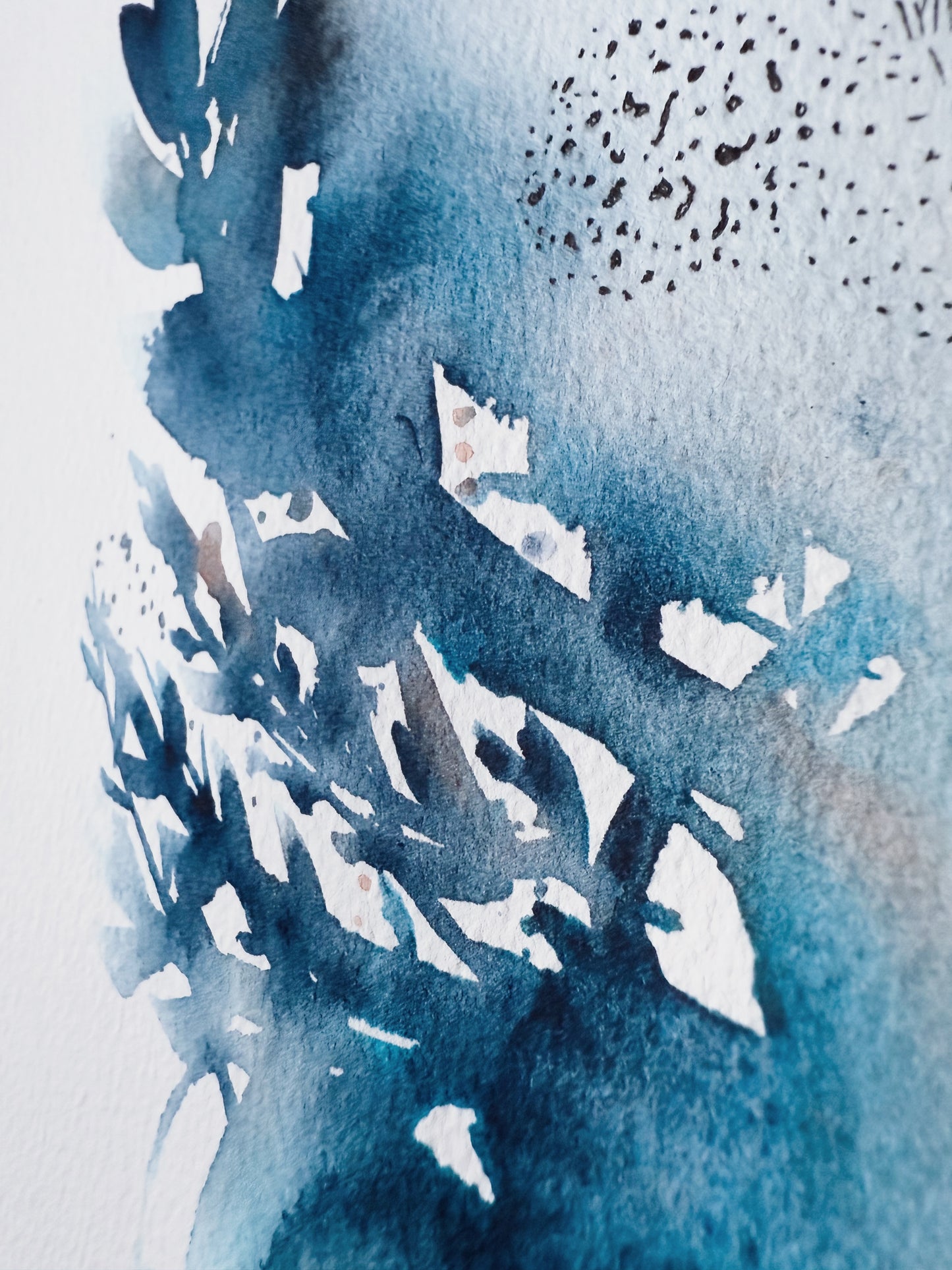 30x40 Original - Colectia Indigo Breathings 2 - Pictura în acuarela