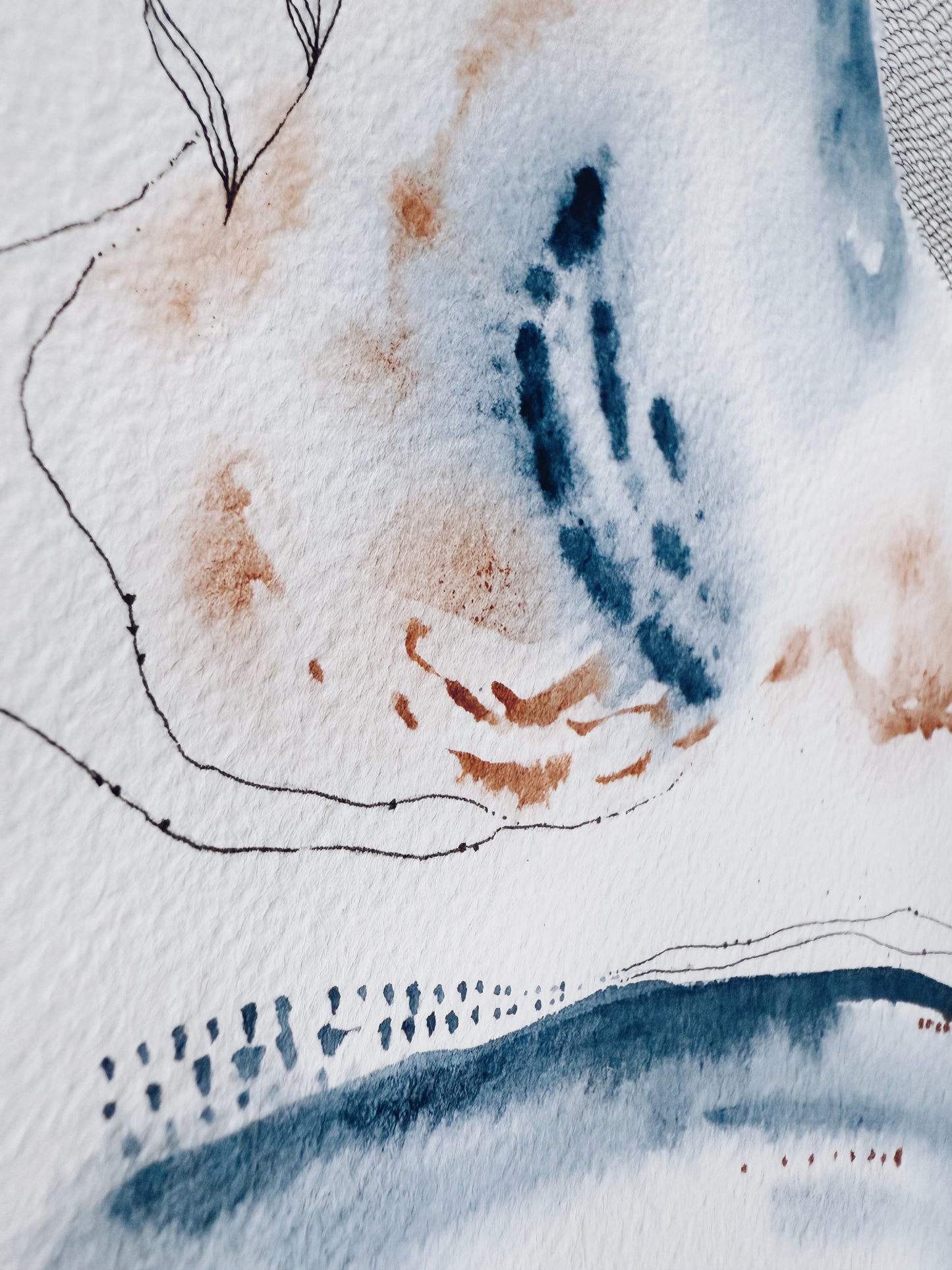 30x40 Original - Colectia Indigo Breathings 1 - Pictura în acuarela