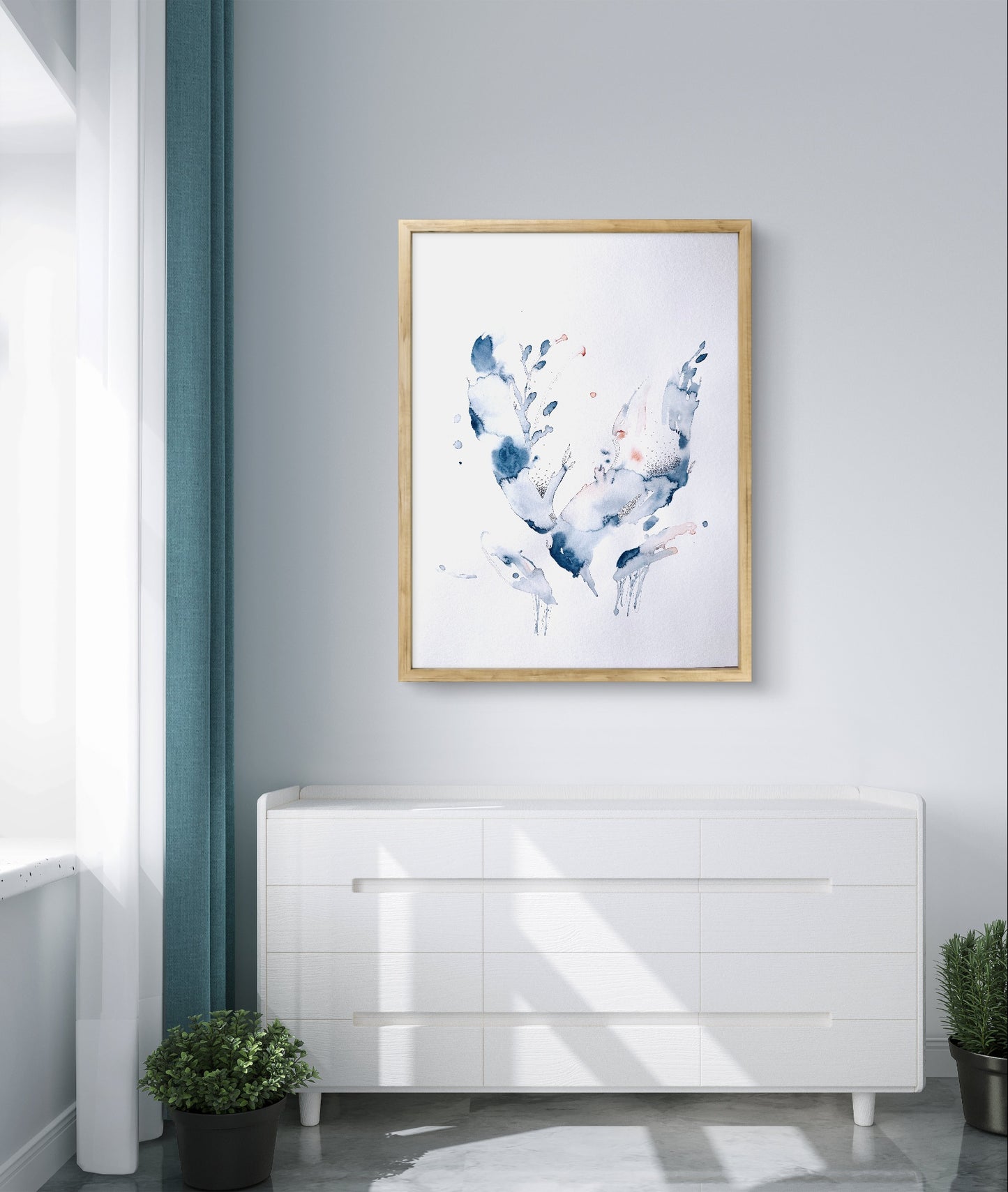 40x50 Original - Colectia Indigo Breathings 3 - Pictura în acuarela 