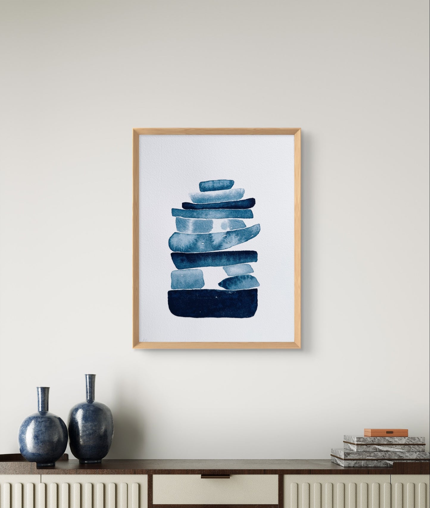 A4 Original - Zen Stones High Grain 3 - Pictură în acuarelă