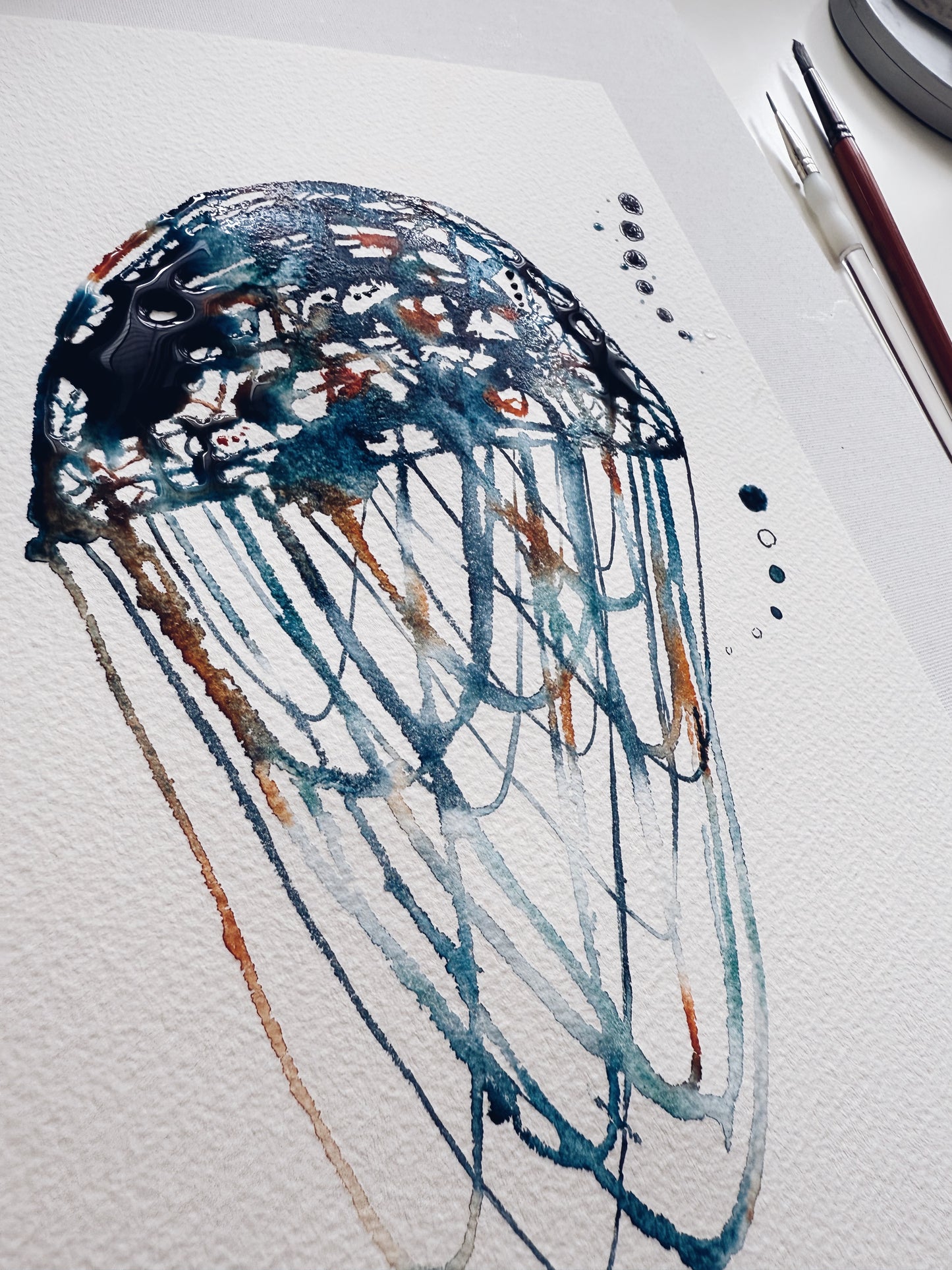 A4 Original - Imperfect Collection Jelly Fish - High Grain - Watercolor painting