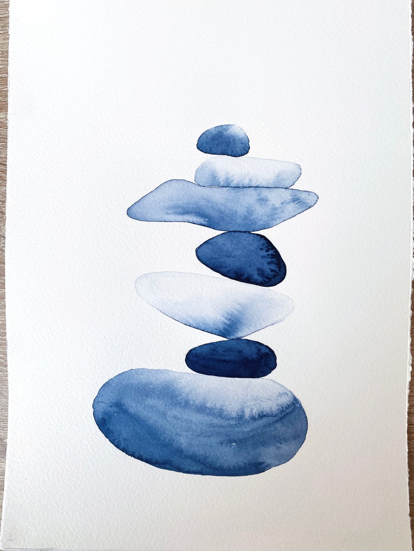 A4 Original - Zen Stones Collection - Fine Grain 3 - Pictura in acuarela