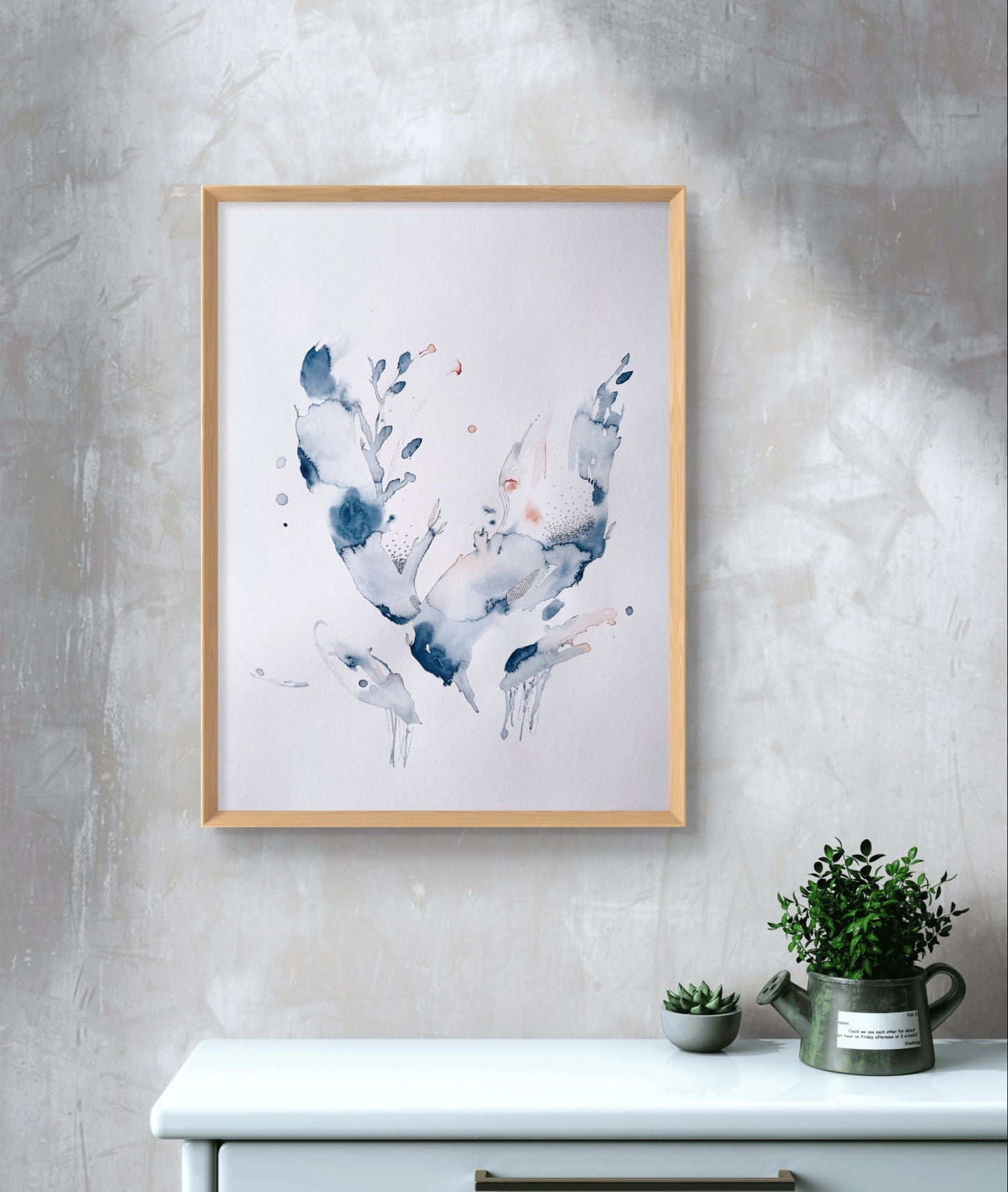 40x50 Original - Colectia Indigo Breathings 3 - Pictura în acuarela 