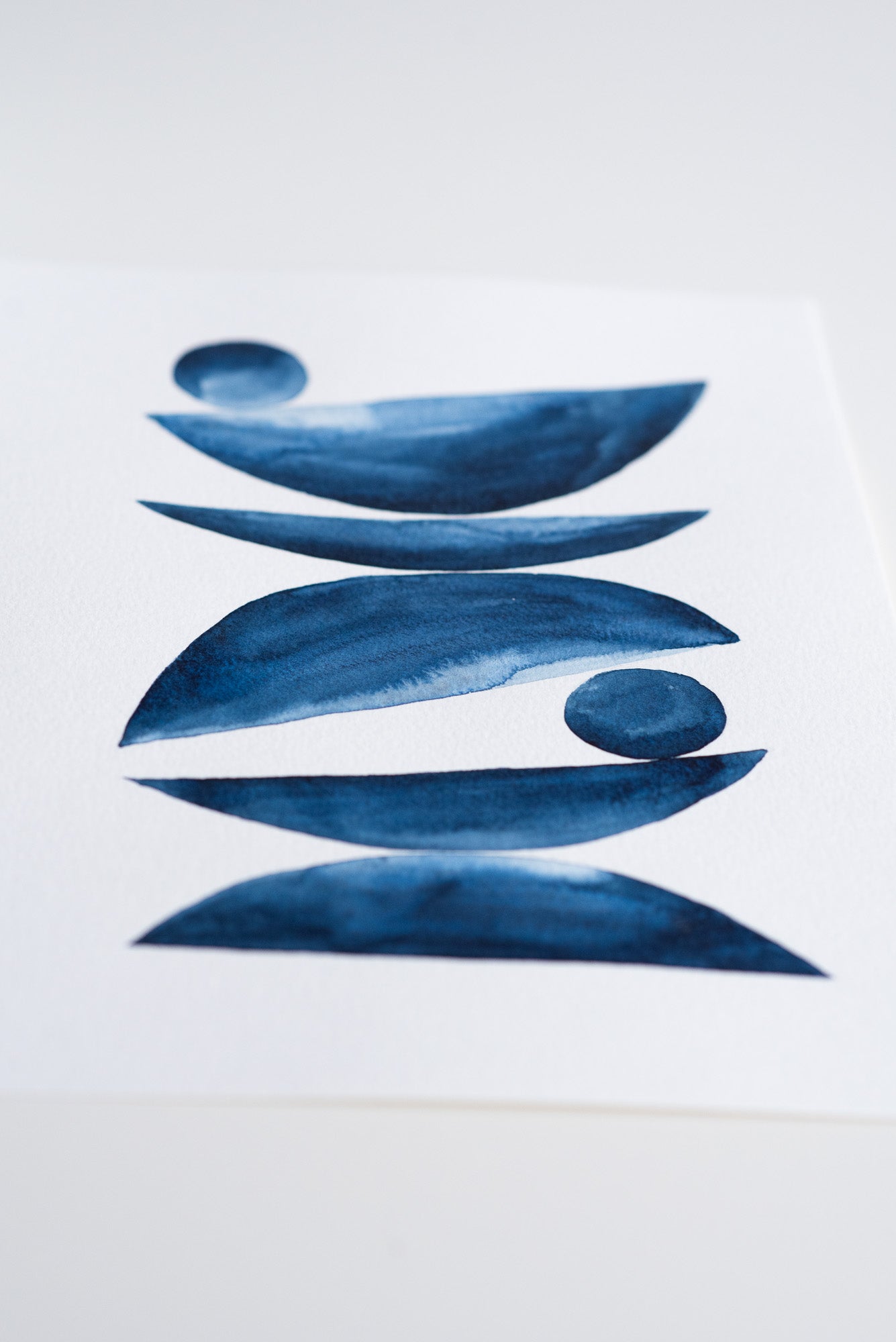 A4 Original - Zen abstract indigo pictură acuarelă- A105