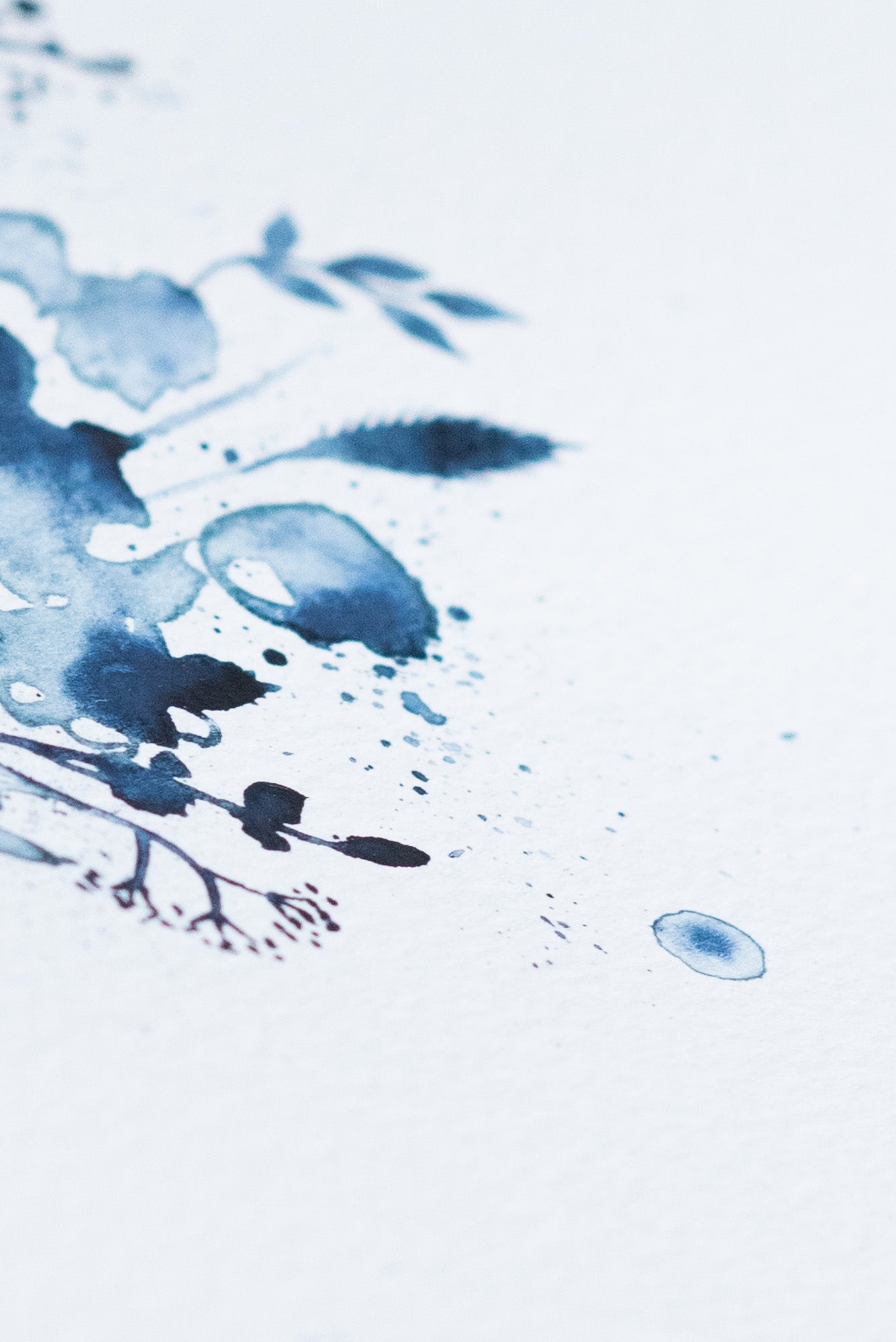 A4 Original - Vază cu flori indigo pictură acuarelă - A102