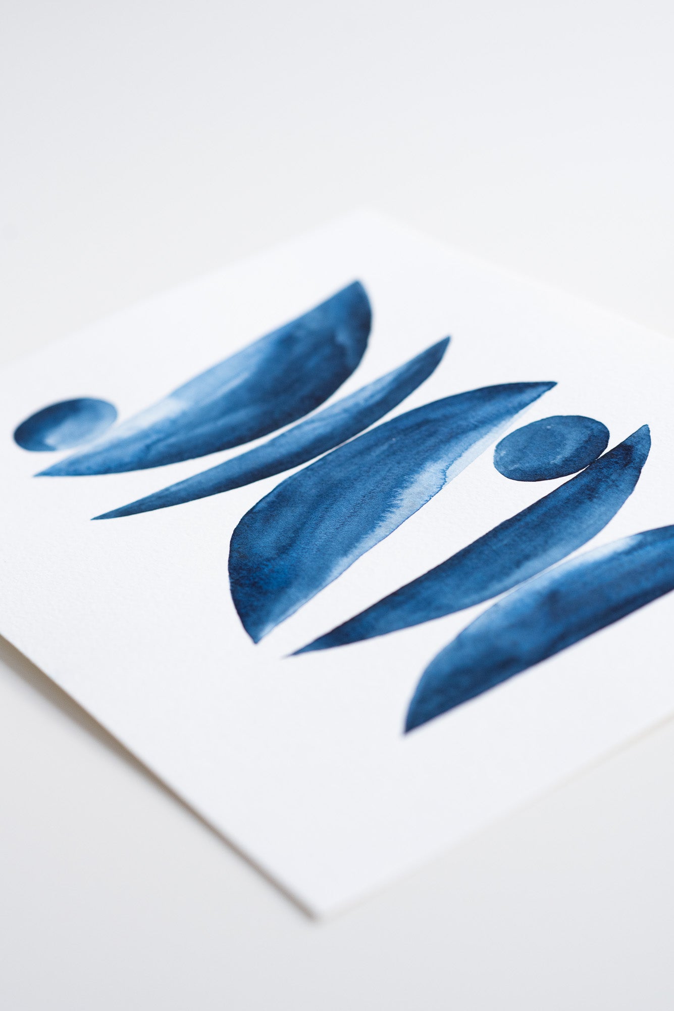 A4 Original - Zen abstract indigo pictură acuarelă- A105