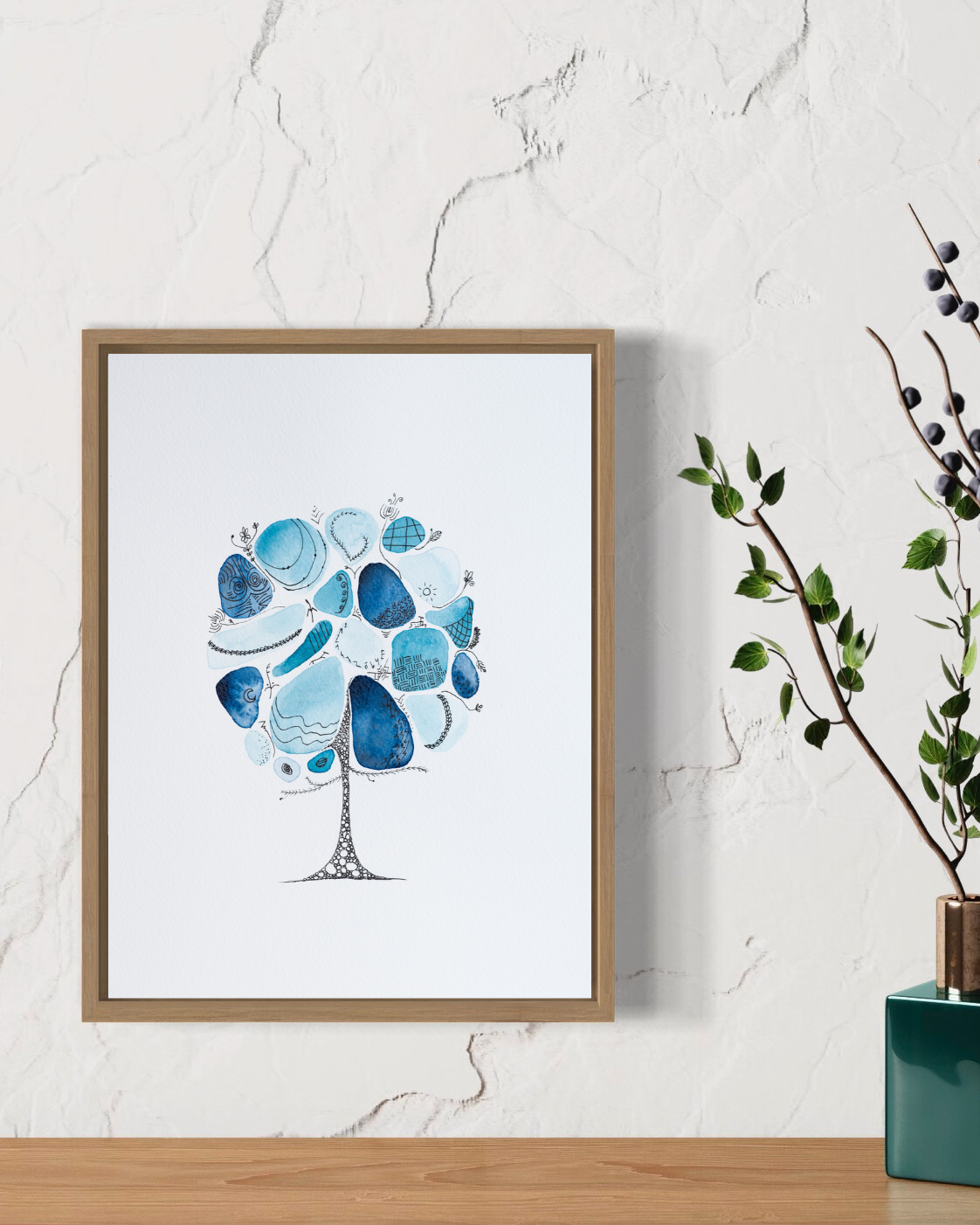 A4 Original - Arborele vieții pictură acuarelă - A103