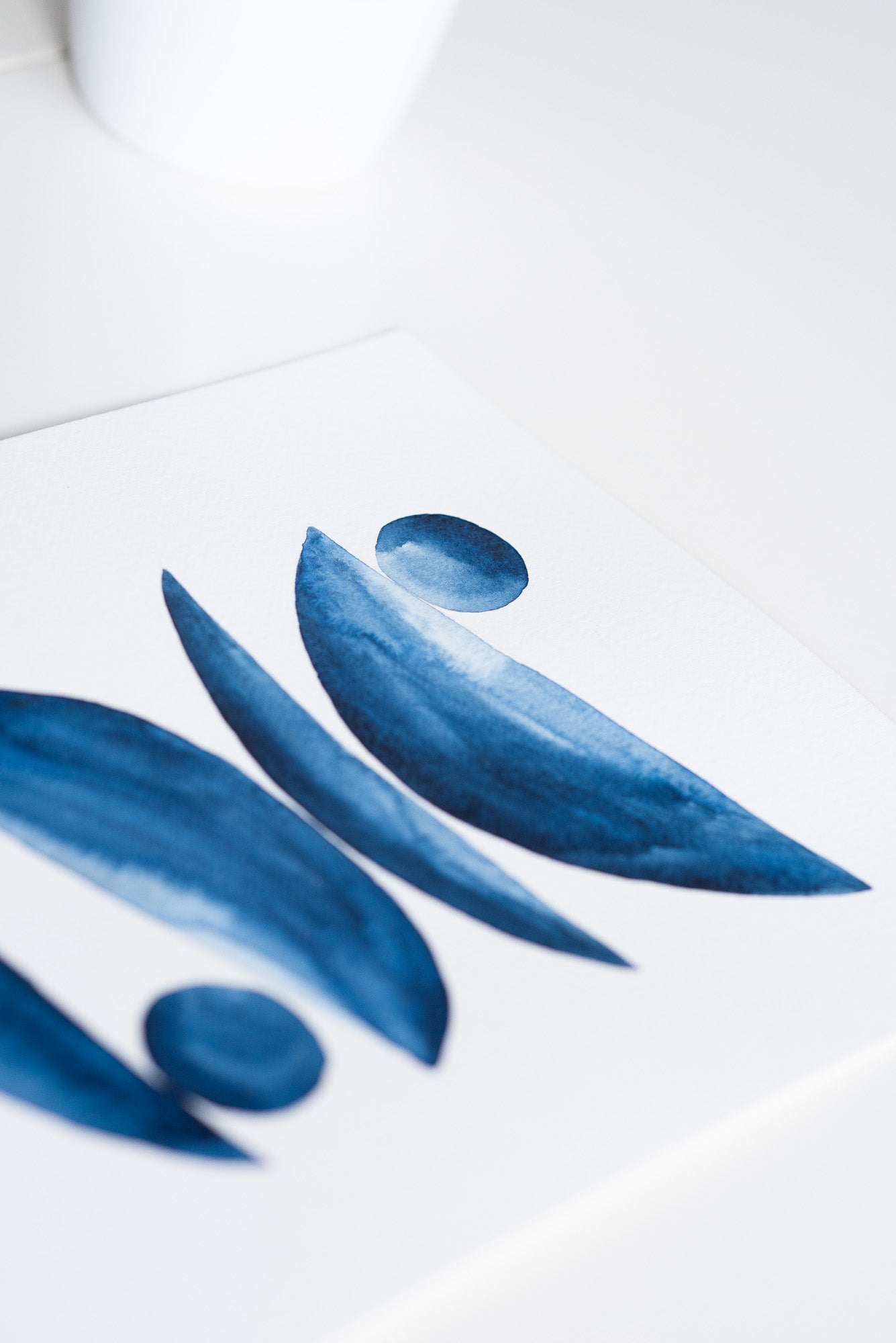 A4 Original - Zen abstract indigo pictură acuarelă- A105