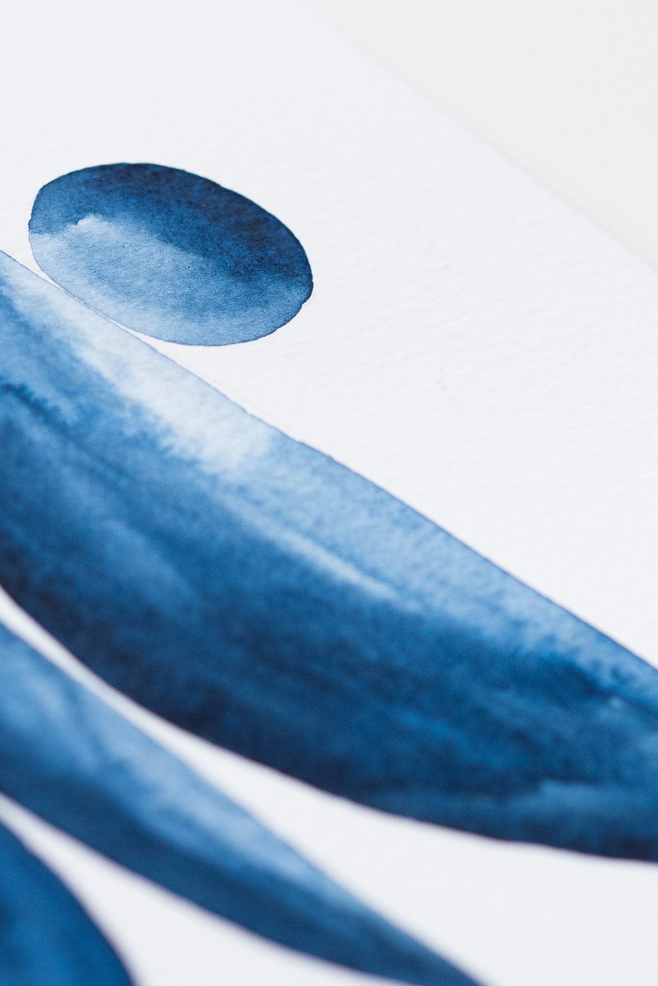 A4 Original - Zen abstract indigo pictură acuarelă- A105
