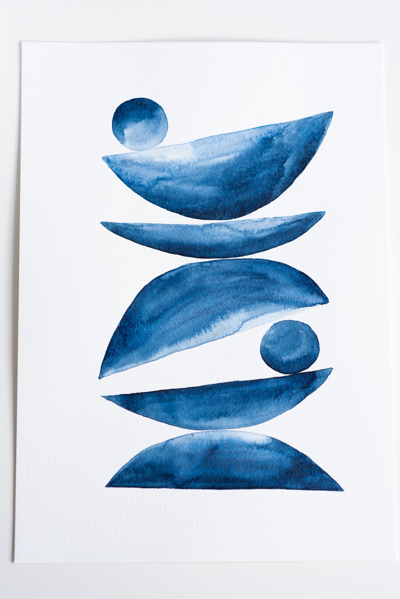 A4 Original - Zen abstract indigo pictură acuarelă- A105