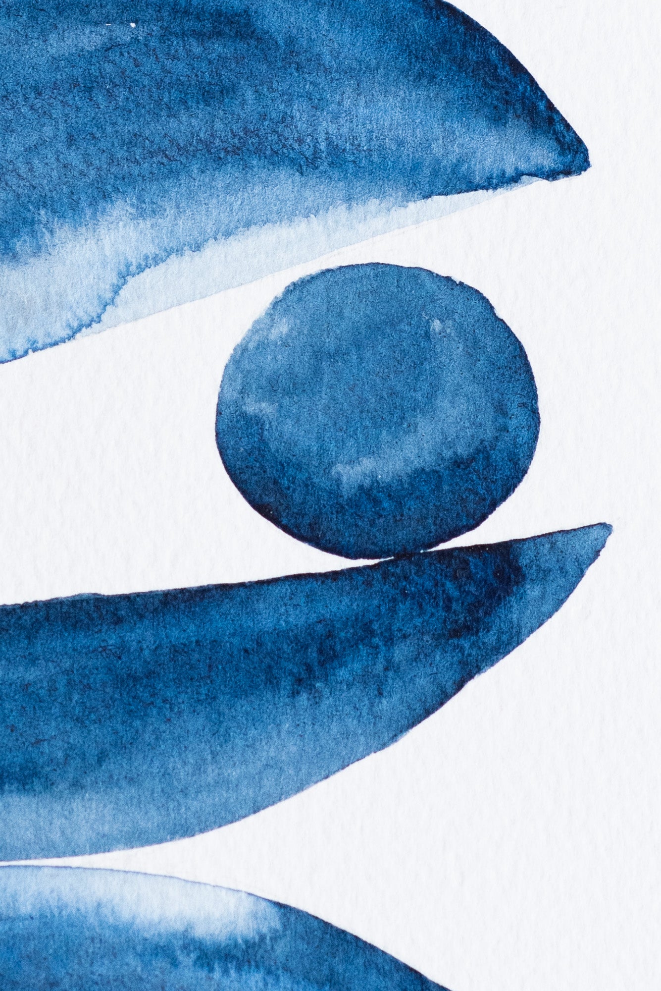 A4 Original - Zen abstract indigo pictură acuarelă- A105